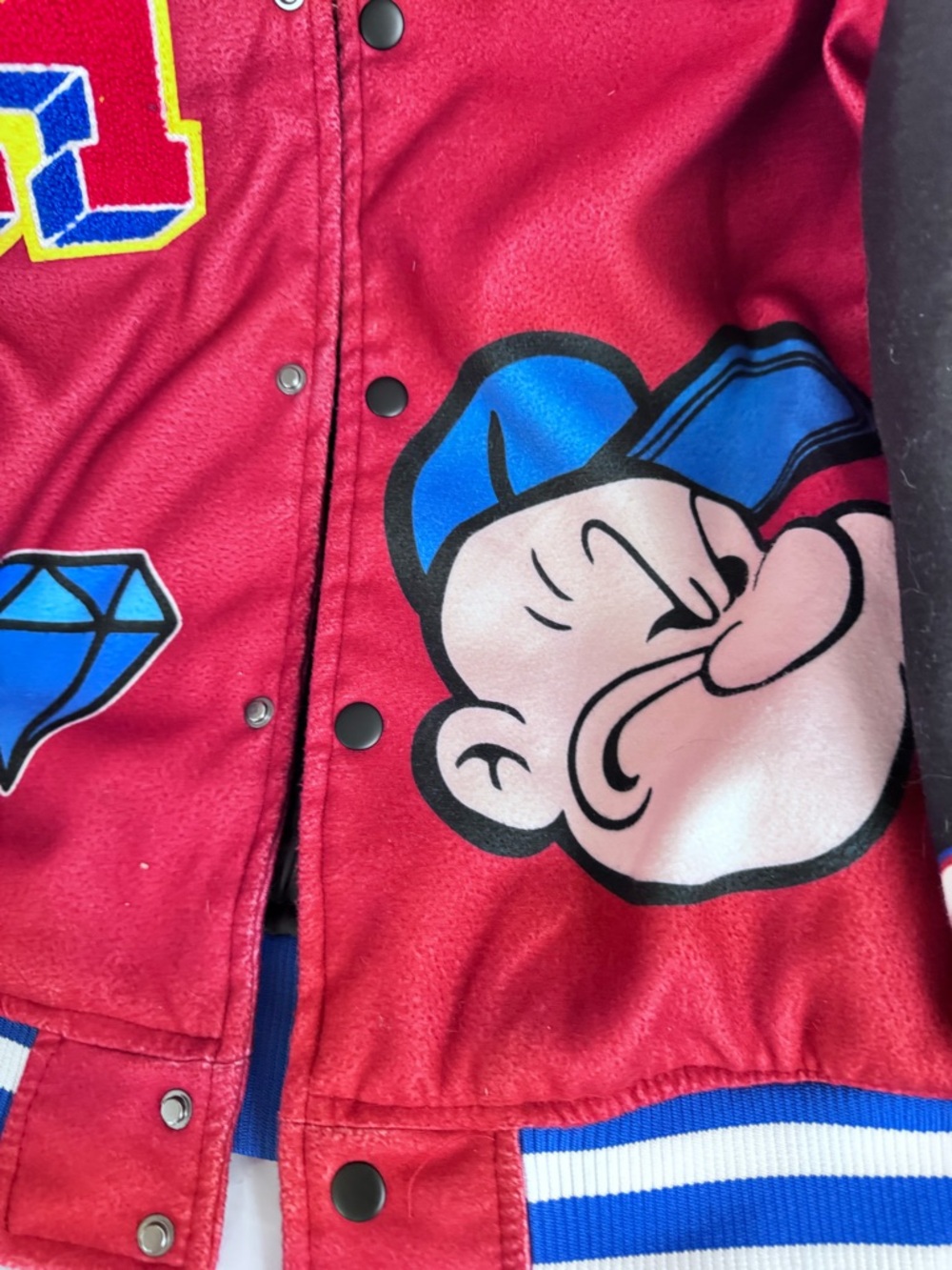 Popeye Red & Black Varsity patches Jacket - Picture 4 of 6